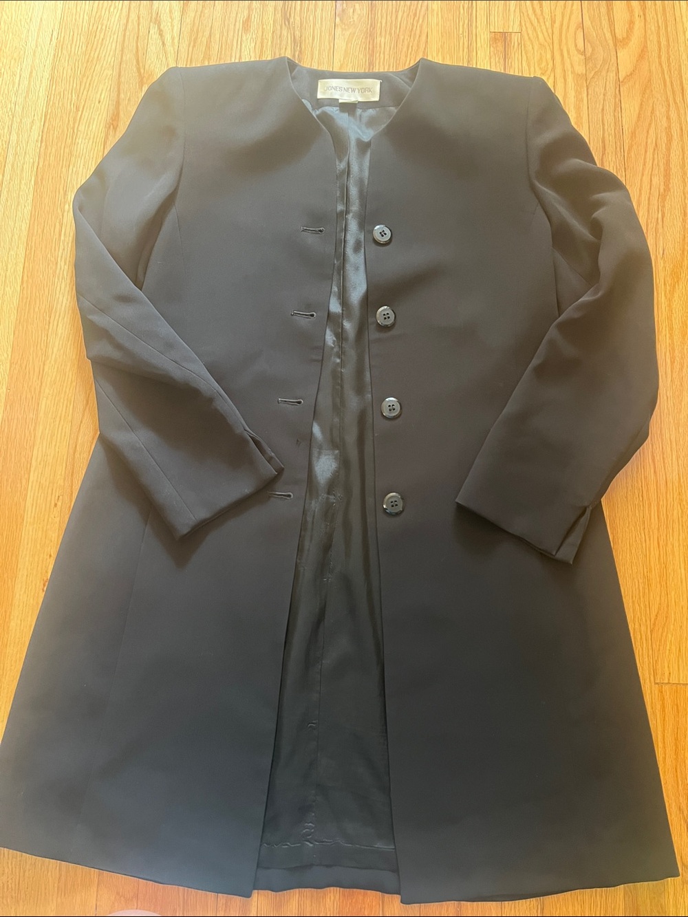 Jones New York Black Pea Coat with Button Front